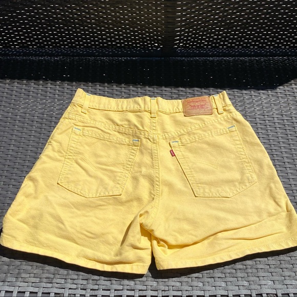 Vintage Yellow Levi Shorts w Blue Detailing - Picture 1 of 6